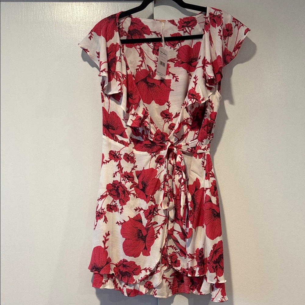 NWT Free People Red and White Floral Mini Dress